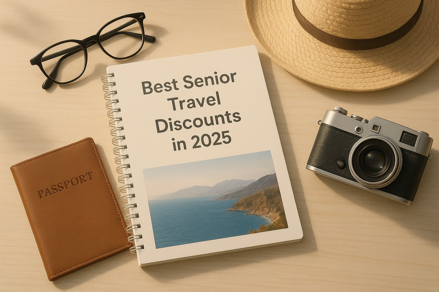 Realistic illustration for best senior travel discounts in 2025